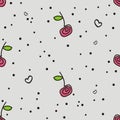 Seamless sample, cherries, gray background