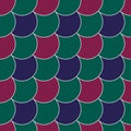 Seamless scales pattern. Japan traditional ethnic embroidery ornament. Repeated color scallops. Fish scale. Repeat scallop