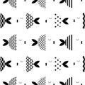 Seamless scandinavian style fishes geometrical vector pattern