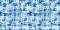 Seamless Scribbled Crosshatch Patchwork Squares pattern in Indigo Blue and White