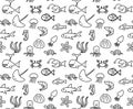 Seamless Sea animal life in ocean pattern, vector Royalty Free Stock Photo