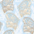 Seamless sea background with contours of shell Royalty Free Stock Photo