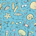 Seamless sea creatures pattern Royalty Free Stock Photo