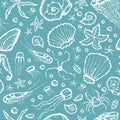 Seamless sea creatures pattern Royalty Free Stock Photo