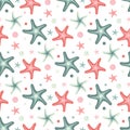 seamless seamless sea star, starfish pattern and background vector illustration