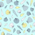 Seamless seashell pattern.