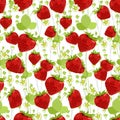 Seamless season pattern with ripe red strawberry. Endless texture for summer design with berries Royalty Free Stock Photo