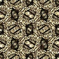 Seamless sepia brown dotted texture. Distressed circle dot background. Natural worn mottled pattern. Blotched aged worn