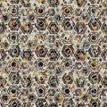 Seamless sepia grunge geometric print texture background. Distressed fabric pattern textile material. Grunge rough blur Royalty Free Stock Photo