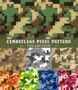 Seamless set of pixels camouflage pattern vector. Royalty Free Stock Photo