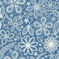 Seamless shabby floral hand-drawn curly pattern