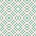 Seamless shamrock background pattern with red heart leaf, Saint Patrick's day