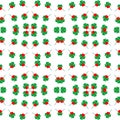 Seamless shamrock background pattern with red heart leaf, Saint Patrick's day