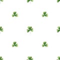 Seamless shamrock pattern. Watercolor floral background with trefoil leaf for textile, wrapping paper, St Patrick day decorations