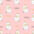 Seamless sheep princess pattern.