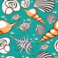 seamless shells on turquoise