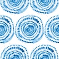 Seamless shibori pattern, tie-dye ornament. Blue watercolor ring