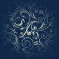 Seamless shining floral pattern on blue. Vector illustration.