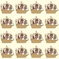 Seamless ships on a beige background