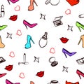 Seamless shoes-cosmetics pattern