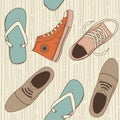 Seamless shoes pattern in vector