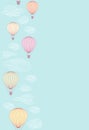 Seamless side border made of balloons flying in th