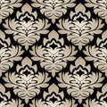 Seamless silver damask Pattern on the black Background