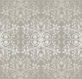 Seamless silver detailed lace flowers and leaves wallpaper Royalty Free Stock Photo