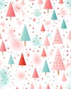 Seamless simple Christmas trees pattern, risograph style