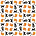 Seamless simple flat cats pattern