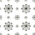 Seamless simple floral pattern of graphic stylize flowers on white background