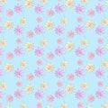 Seamless simple flower pattern of dandelions. Abstract flowers in watercolor hand-drawn. Seamless wallpaper, background, digital Royalty Free Stock Photo