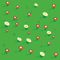 Seamless simple flowers patterns isometric view. Royalty Free Stock Photo