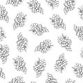 Seamless simple pattern. Bunch of grapes, hand drawn, contour. Royalty Free Stock Photo