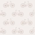 Seamless simple pattern with hand-drawn bicycle Royalty Free Stock Photo