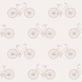 Seamless simple pattern with hand-drawn bicycle