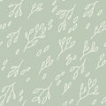 Seamless simple pattern with hand drawn branches and leaves