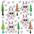 Seamless simple rabbit tree abstract design vector Royalty Free Stock Photo