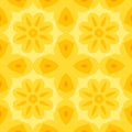 Seamless simple texture with a yellow flower and stylized orange leaves