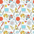 Seamless sketch of education doddle elements. Royalty Free Stock Photo