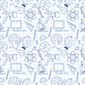 Seamless sketch of education doddle elements. Royalty Free Stock Photo
