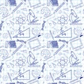 Seamless sketch of education doddle elements. Royalty Free Stock Photo