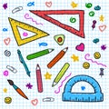 Seamless sketch of education doddle elements on Royalty Free Stock Photo