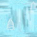 Seamless sketch pattern with abstract snowfflake and firtree on grunge striped backdrop in white,blue,grey colors