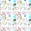 Seamless sketch of science doddle elements Royalty Free Stock Photo