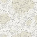 Seamless skull pattern with bone and blots