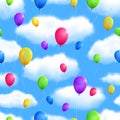Seamless Skyes Background with Balloons. Royalty Free Stock Photo