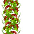 seamless slavic ornament with viburnum. Pattern with bunches of red berries. Royalty Free Stock Photo