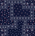 Seamless small flower patchwork pattern on navy