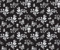 Seamless small monochrome textile floral pattern